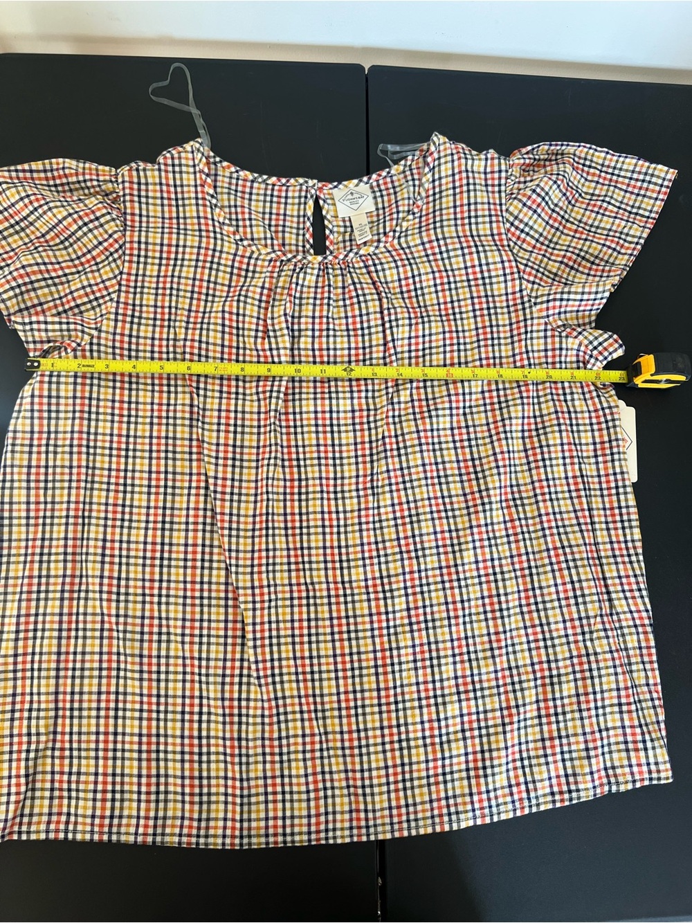 St John’s Bay Women's Multicolor Plaid Short Sleeve Blouse Xl - Picture 8 of 9